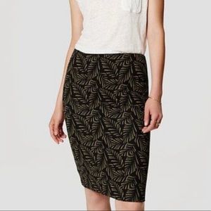 LOFT Palm Leaf Pull-On Stretch Skirt